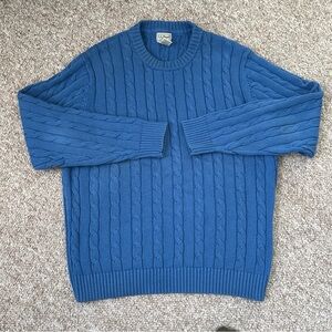 L.L. Bean Men's Blue Cable-Knit Crewneck Sweater Large